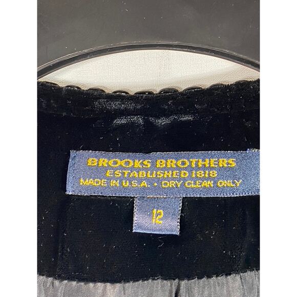 BROOKS BROTHERS Women's Black Vintage Textured Velvet Single-Button Blazer SZ 12 - Picture 10 of 11